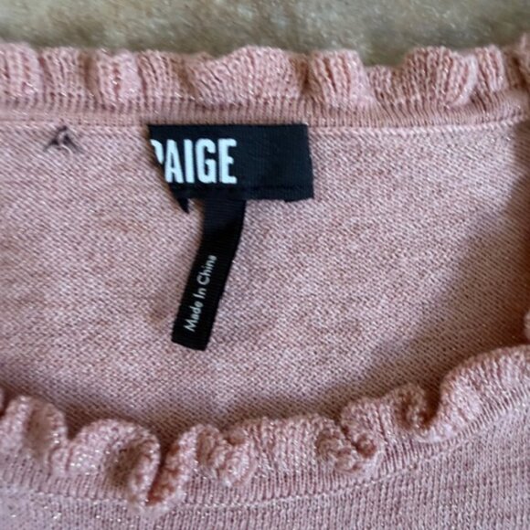 Paige Triste Metallic Ruffle Trim Top in Peach Metallic NEW Sz XS - Picture 3 of 4